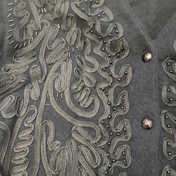 Classiques Entier Button Front Cardigan Sweater Lambwool Embroidered Black Large - Picture 8 of 8